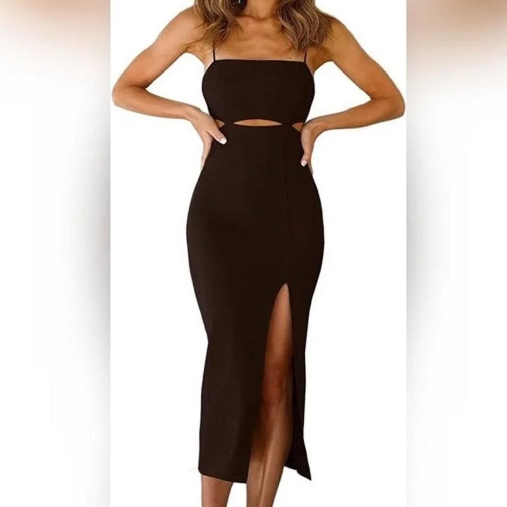 NWT Just Quella Black Cut Out Midi Dress